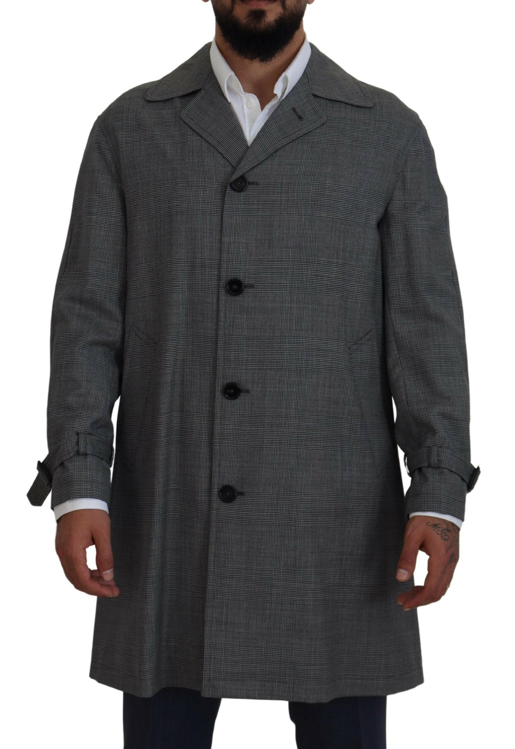 Dolce & Gabbana Gray Wool Plaid Long Trench Coat Jacket Trench Coat Jacket -   -  Dolce & Gabbana. Dolce & Gabbana Gray Wool Plaid Long Trench Coat Jacket Trench Coat Jacket -   -  Dolce & Gabbana.