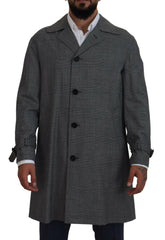 Dolce & Gabbana Gray Wool Plaid Long Trench Coat Jacket Trench Coat Jacket -   -  Dolce & Gabbana.