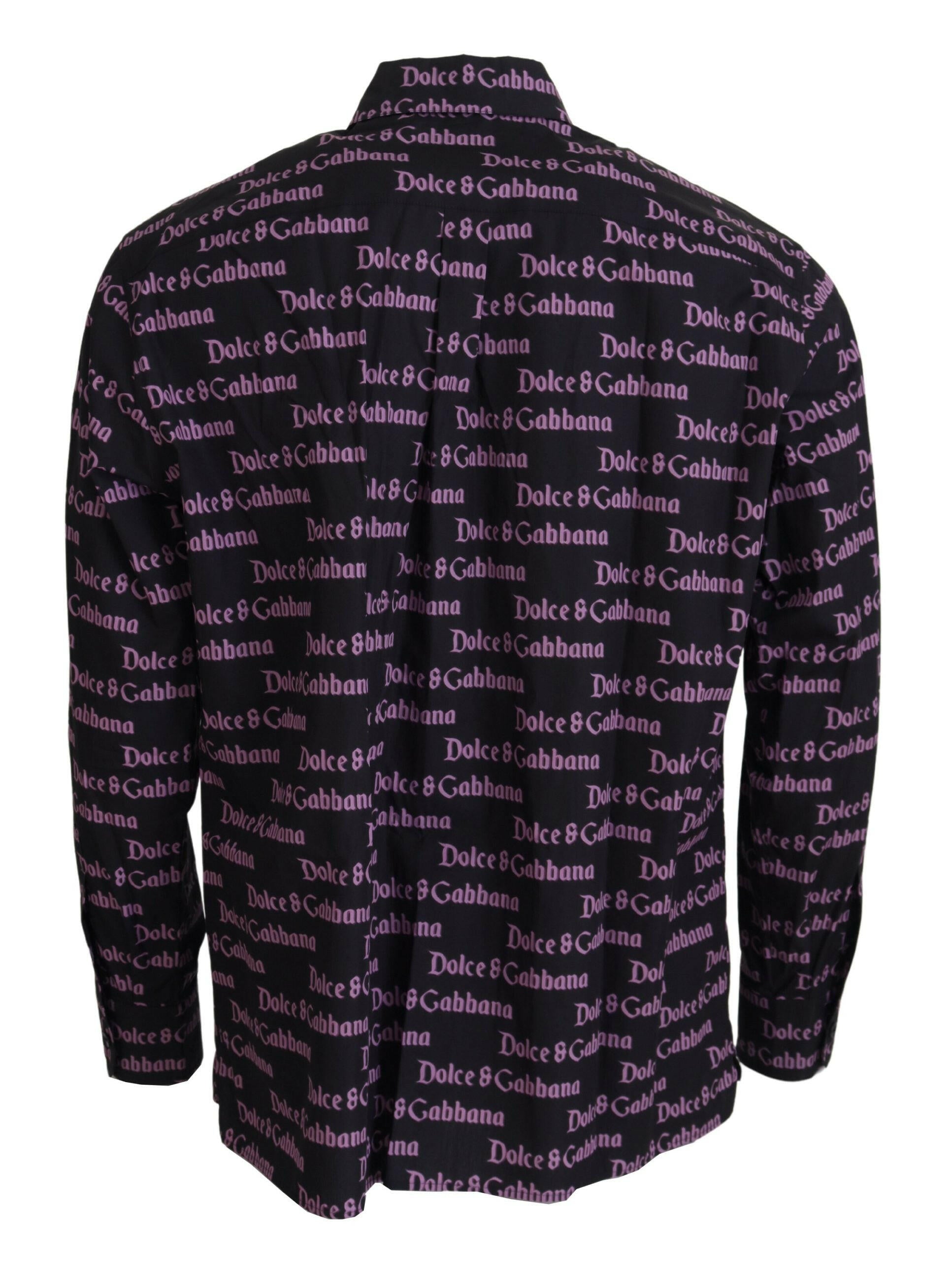 Dolce & Gabbana Black Purple Logo Slim Dress Formal Shirt -   -  Dolce & Gabbana. Dolce & Gabbana Black Purple Logo Slim Dress Formal Shirt -   -  Dolce & Gabbana.