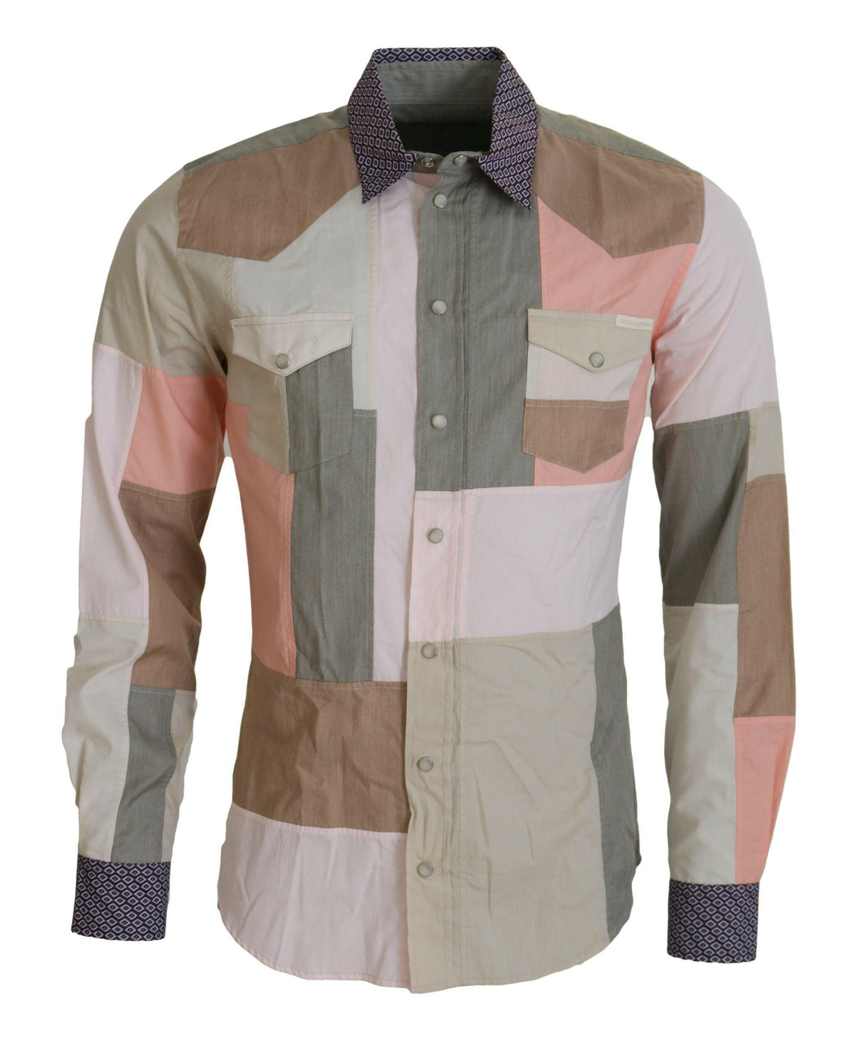 Dolce & Gabbana Multicolor Cotton Patchwork Slim Shirt -   -  Dolce & Gabbana.