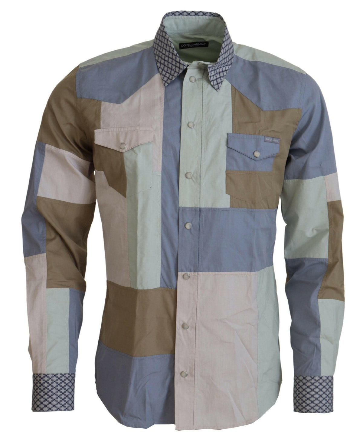 Dolce & Gabbana Multicolor Cotton Patchwork Slim Shirt -   -  Dolce & Gabbana.