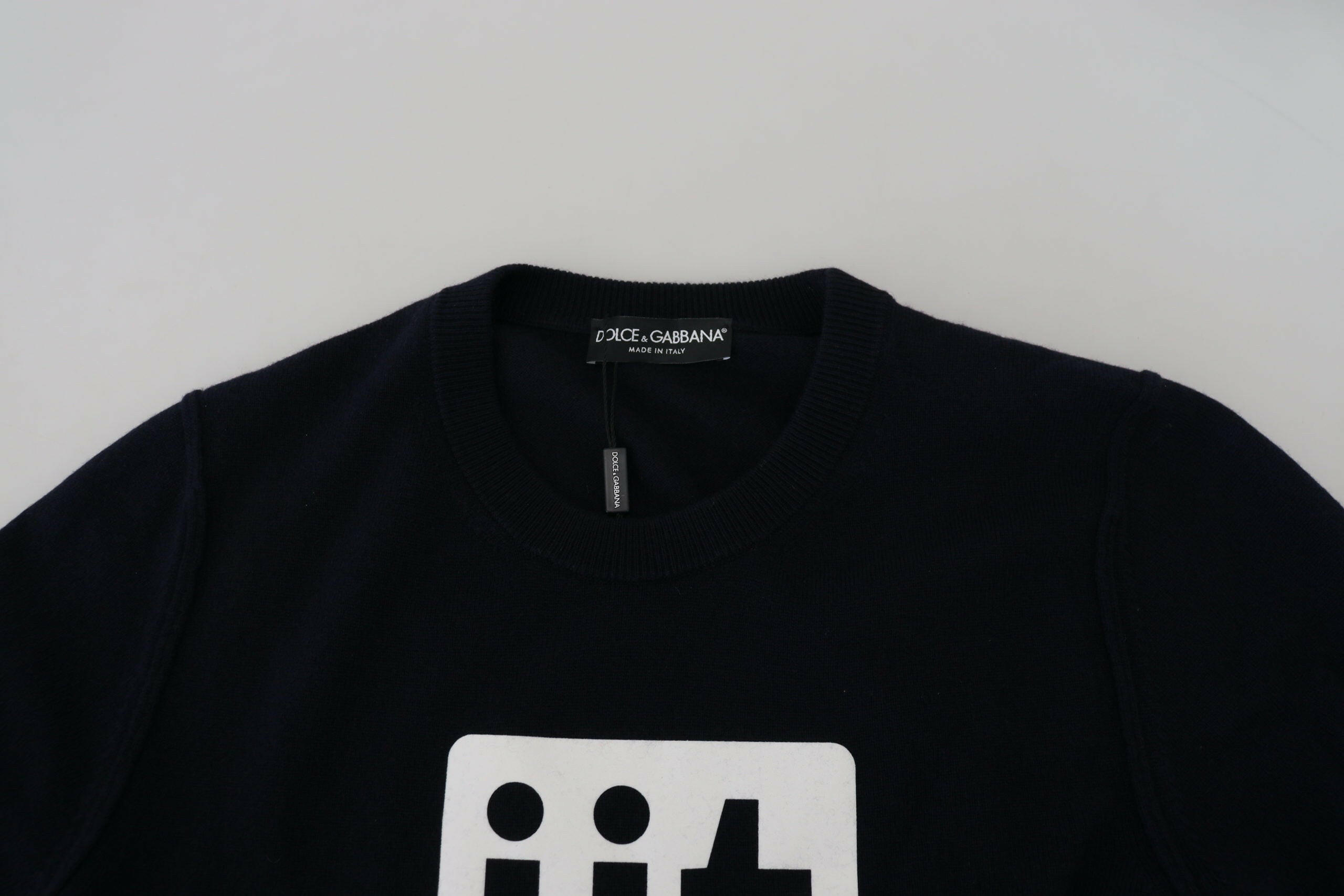 Dolce & Gabbana Blue Cashmere iit Print Pullover Sweater -   -  Dolce & Gabbana. Dolce & Gabbana Blue Cashmere iit Print Pullover Sweater -   -  Dolce & Gabbana.