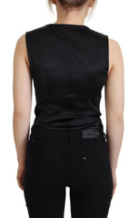 Dolce & Gabbana Black Brocade Button Down Sleeveless Vest Top -   -  Dolce & Gabbana.