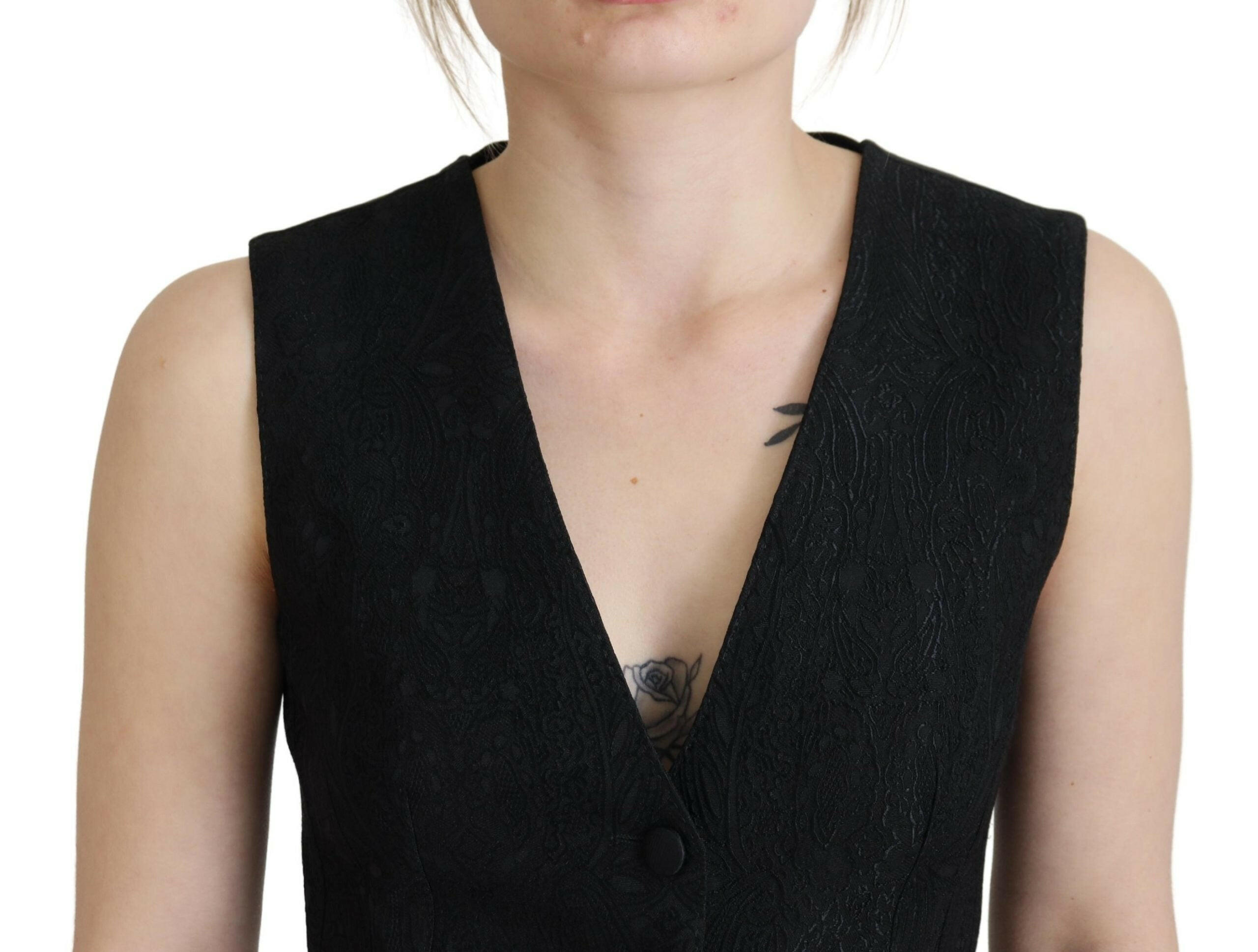 Dolce & Gabbana Black Brocade Button Down Sleeveless Vest Top -   -  Dolce & Gabbana. Dolce & Gabbana Black Brocade Button Down Sleeveless Vest Top -   -  Dolce & Gabbana.