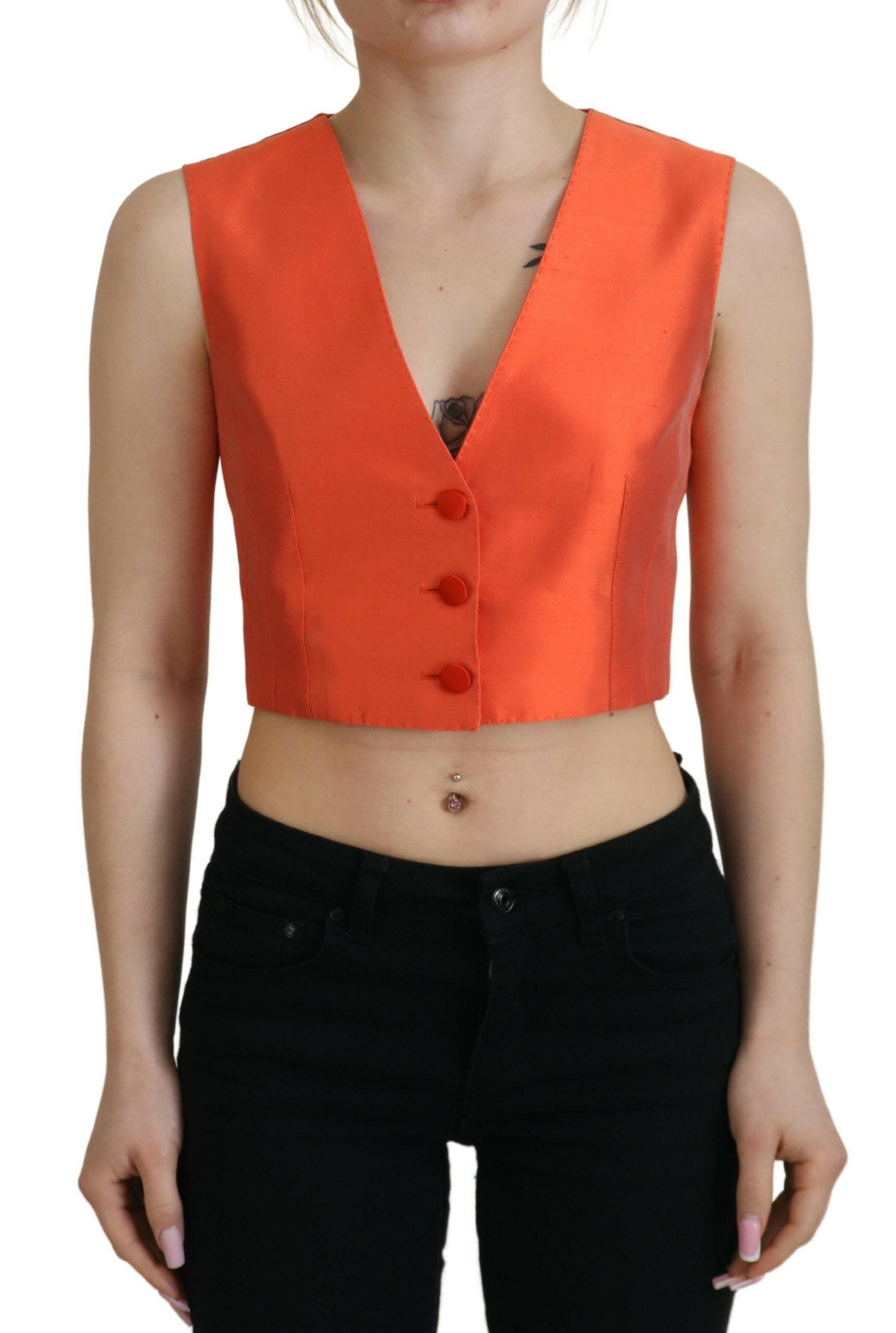 Dolce & Gabbana Orange Sleeveless Waistcoat Cropped Vest Top -   -  Dolce & Gabbana.