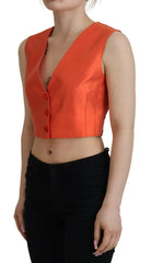 Dolce & Gabbana Orange Sleeveless Waistcoat Cropped Vest Top -   -  Dolce & Gabbana.