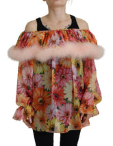 Dolce & Gabbana Multicolor Floral Fur Shearling Blouse Top -   -  Dolce & Gabbana.