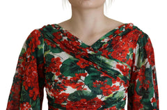 Dolce & Gabbana Multicolor Geranium Silk Sheath Midi Dress -   -  Dolce & Gabbana.