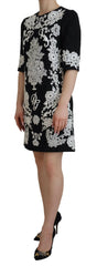 Dolce & Gabbana Black Lace Trim Half Sleeves A-line Dress -   -  Dolce & Gabbana.