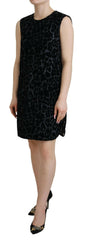 Dolce & Gabbana Black Leopard Shift Mini Polyester Dress -   -  Dolce & Gabbana.
