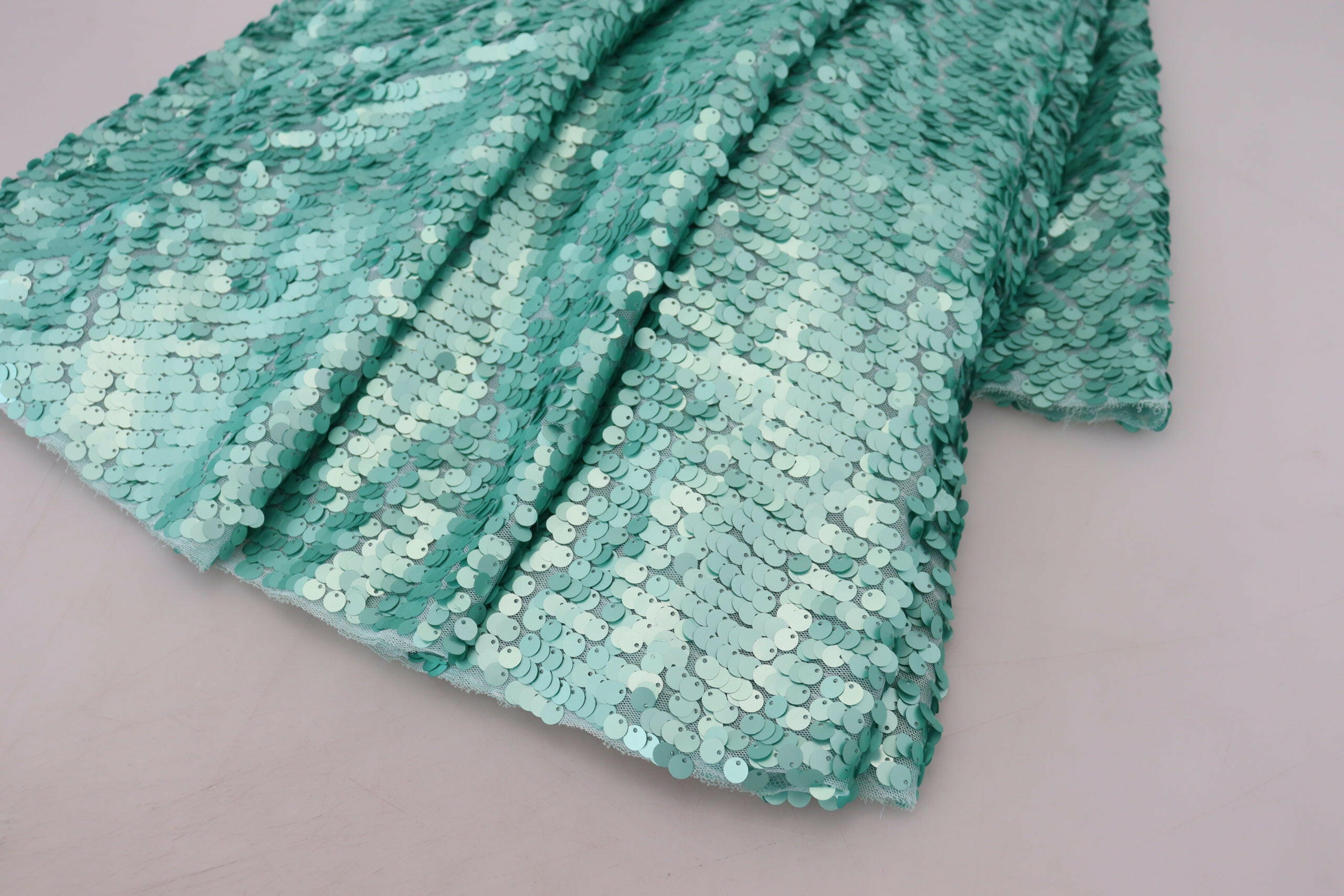 Dolce & Gabbana Blue Sequined Pleated Aline Midi Nylon Dress -   -  Dolce & Gabbana. Dolce & Gabbana Blue Sequined Pleated Aline Midi Nylon Dress -   -  Dolce & Gabbana.