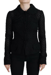 Dolce & Gabbana Black Wool Knitted Button Down Collar Jacket -   -  Dolce & Gabbana.