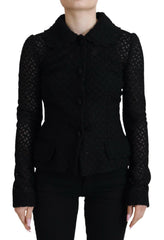 Dolce & Gabbana Black Wool Knitted Button Down Collar Jacket -   -  Dolce & Gabbana.