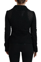 Dolce & Gabbana Black Wool Knitted Button Down Collar Jacket -   -  Dolce & Gabbana.