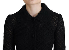 Dolce & Gabbana Black Wool Knitted Button Down Collar Jacket -   -  Dolce & Gabbana.