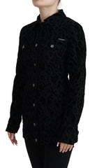 Dolce & Gabbana Black Leopard Long Sleeve Denim Cotton Jacket -   -  Dolce & Gabbana.