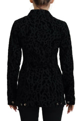 Dolce & Gabbana Black Leopard Long Sleeve Denim Cotton Jacket -   -  Dolce & Gabbana.