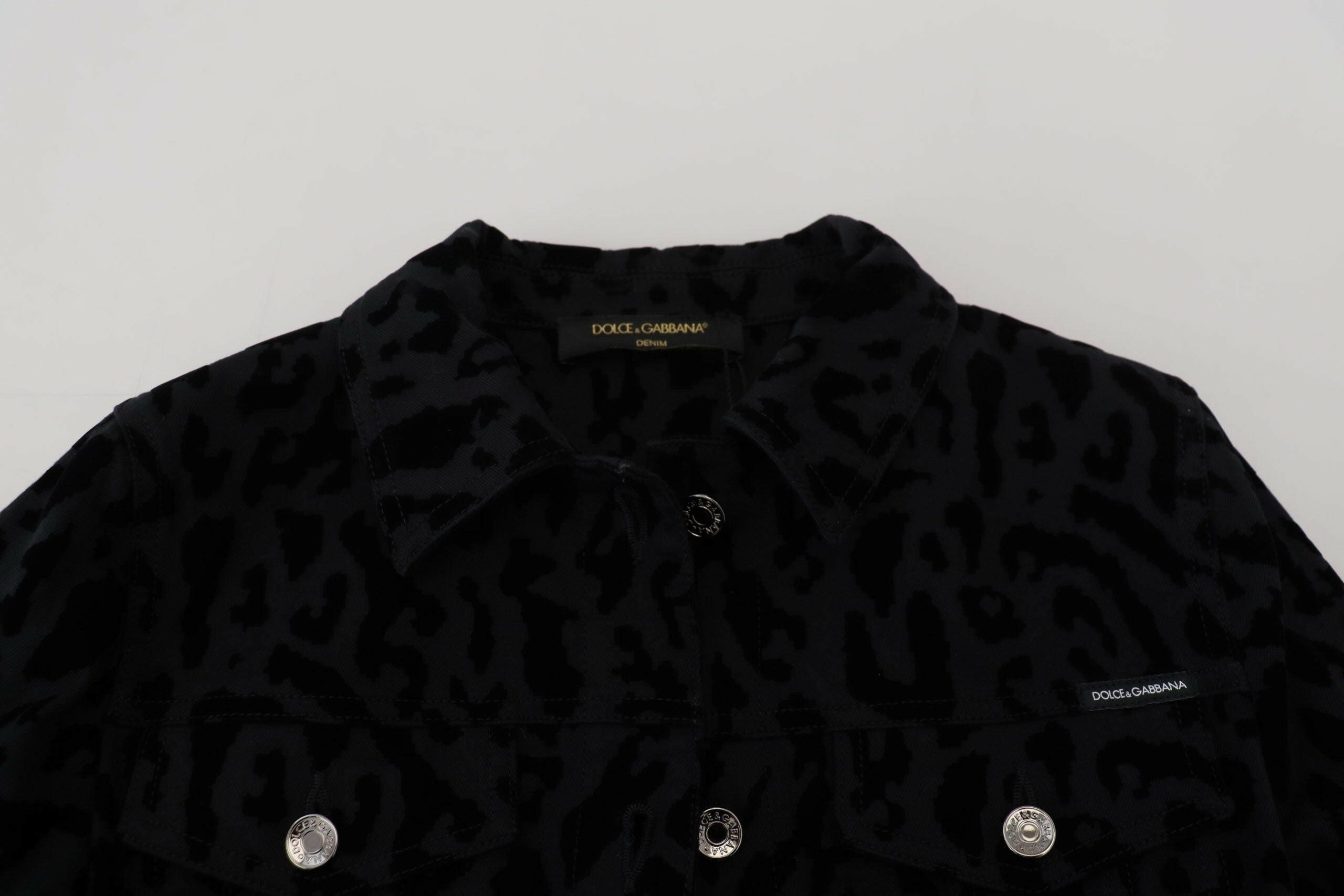 Dolce & Gabbana Black Leopard Long Sleeve Denim Cotton Jacket -   -  Dolce & Gabbana. Dolce & Gabbana Black Leopard Long Sleeve Denim Cotton Jacket -   -  Dolce & Gabbana.
