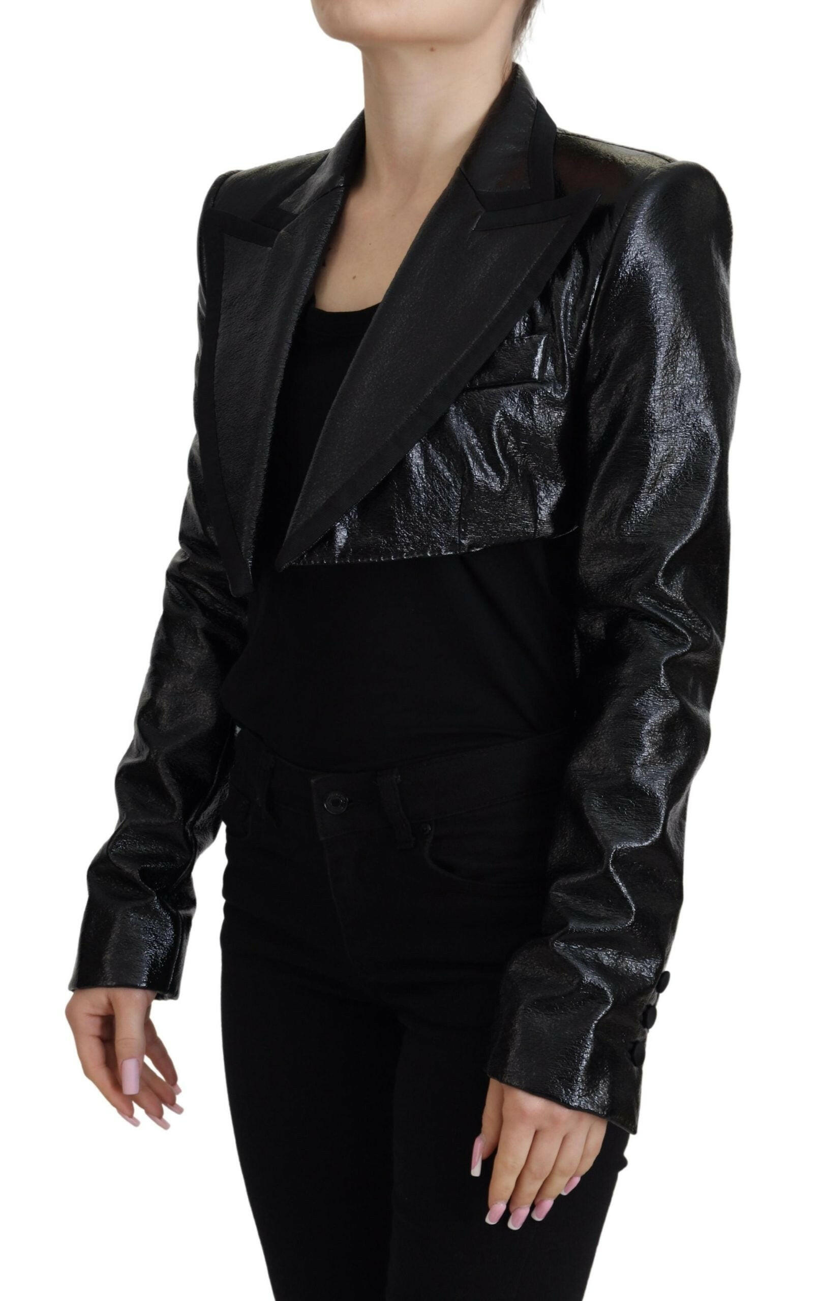 Dolce & Gabbana Black Long Sleeves Crop Blazer Cotton Jacket -   -  Dolce & Gabbana. Dolce & Gabbana Black Long Sleeves Crop Blazer Cotton Jacket -   -  Dolce & Gabbana.