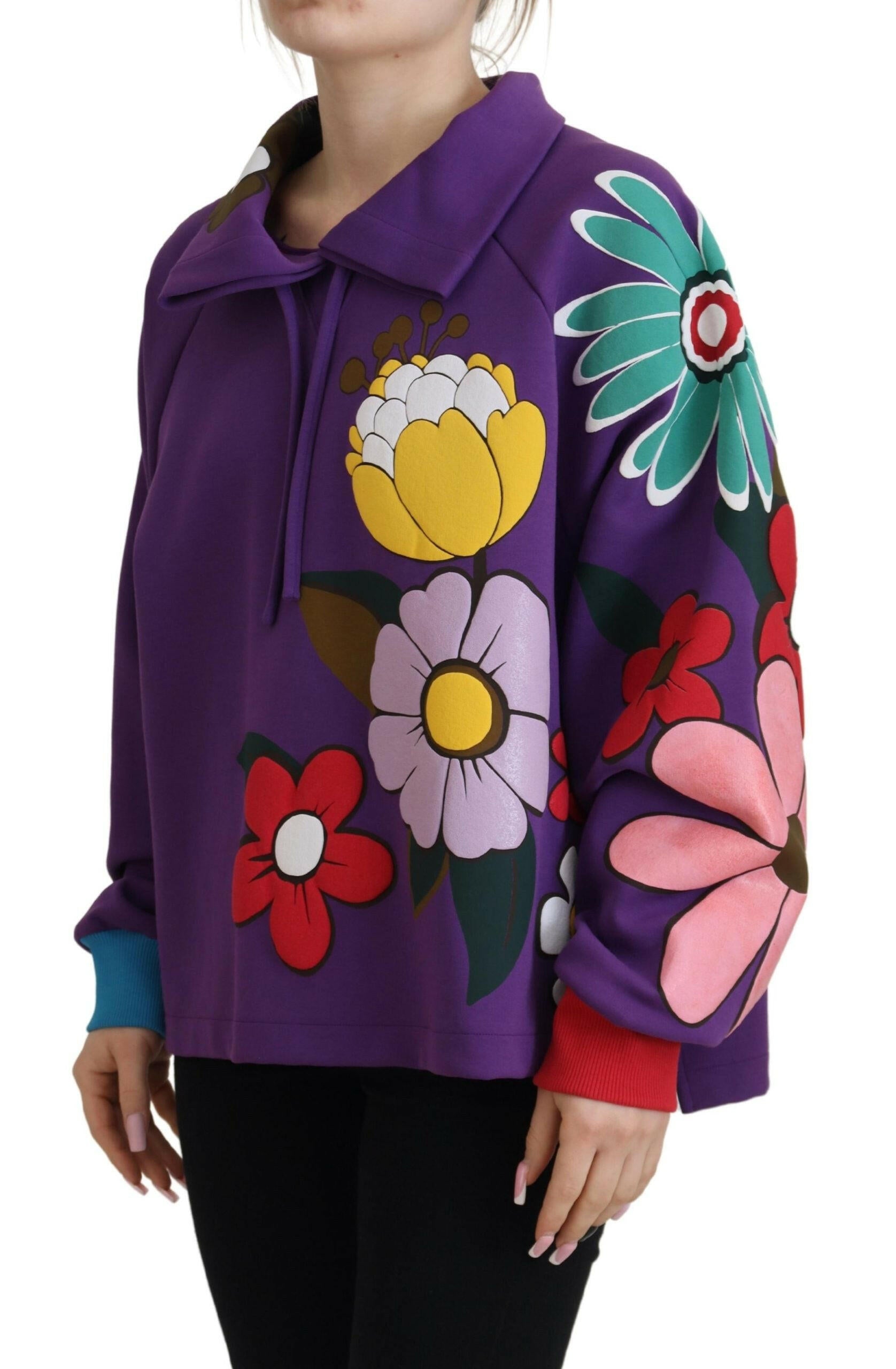 Dolce & Gabbana Purple Floral Print Pullover  Cotton Sweater -   -  Dolce & Gabbana. Dolce & Gabbana Purple Floral Print Pullover  Cotton Sweater -   -  Dolce & Gabbana.