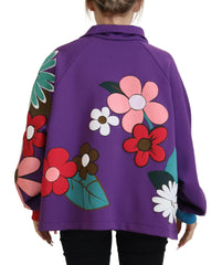 Dolce & Gabbana Purple Floral Print Pullover  Cotton Sweater -   -  Dolce & Gabbana.