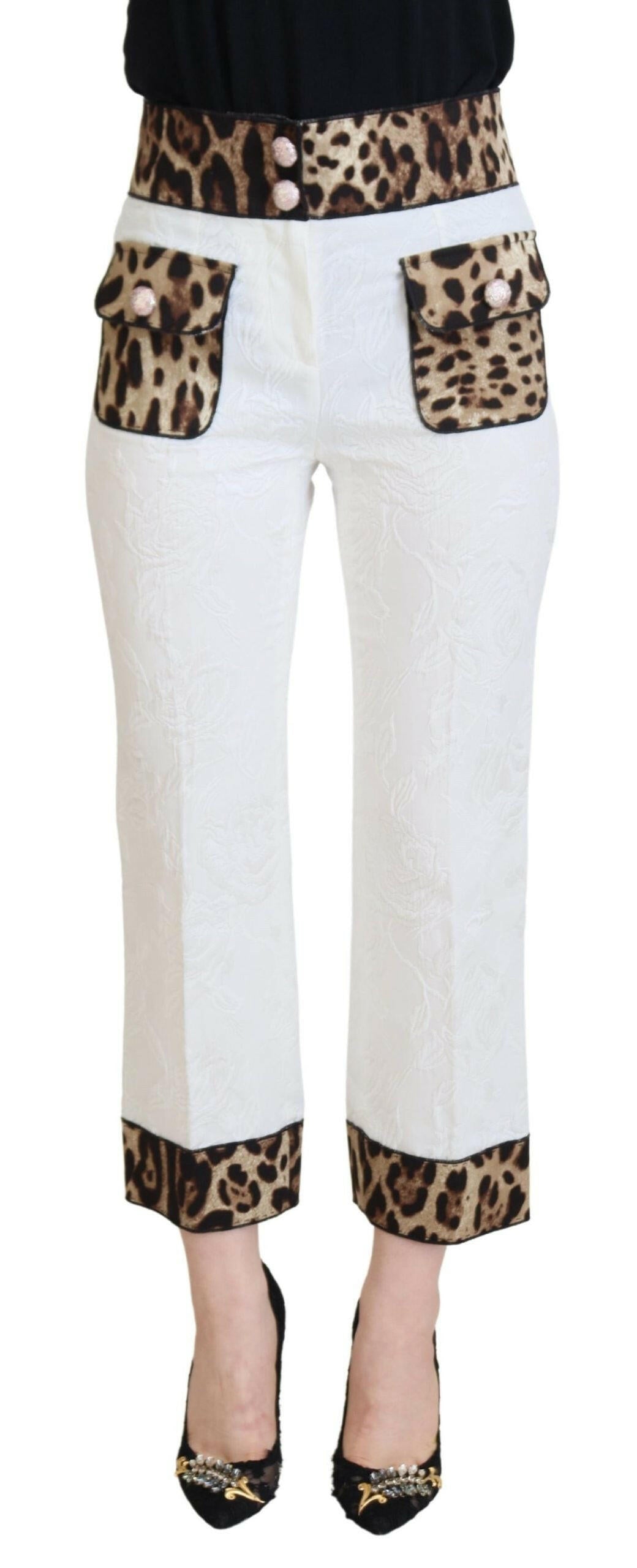 Dolce & Gabbana White Leopard Print High Waist Pants -   -  Dolce & Gabbana.