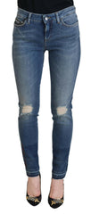 Dolce & Gabbana Blue Washed Cotton Tattered Denim Jeans -   -  Dolce & Gabbana.