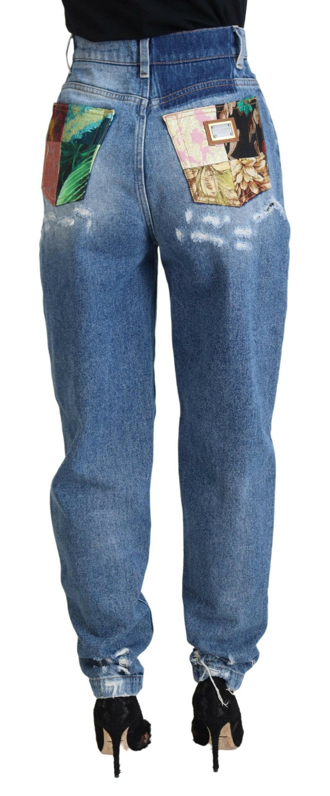 Dolce & Gabbana Blue Washed Cotton Tattered Denim Jeans -   -  Dolce & Gabbana. Dolce & Gabbana Blue Washed Cotton Tattered Denim Jeans -   -  Dolce & Gabbana.