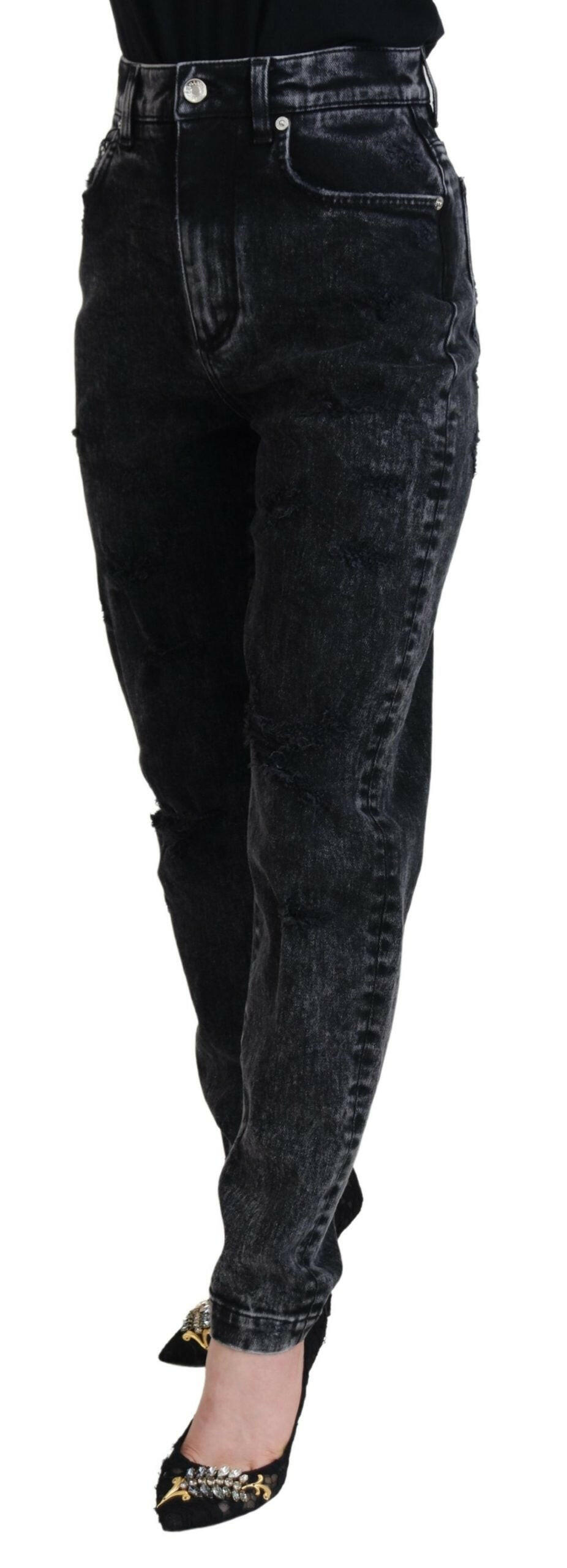 Dolce & Gabbana Black Washed Cotton High Waist Denim Jeans -   -  Dolce & Gabbana. Dolce & Gabbana Black Washed Cotton High Waist Denim Jeans -   -  Dolce & Gabbana.