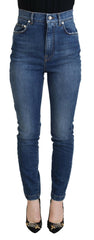 Dolce & Gabbana Blue Cotton High Waist Skinny Denim Jeans -   -  Dolce & Gabbana.