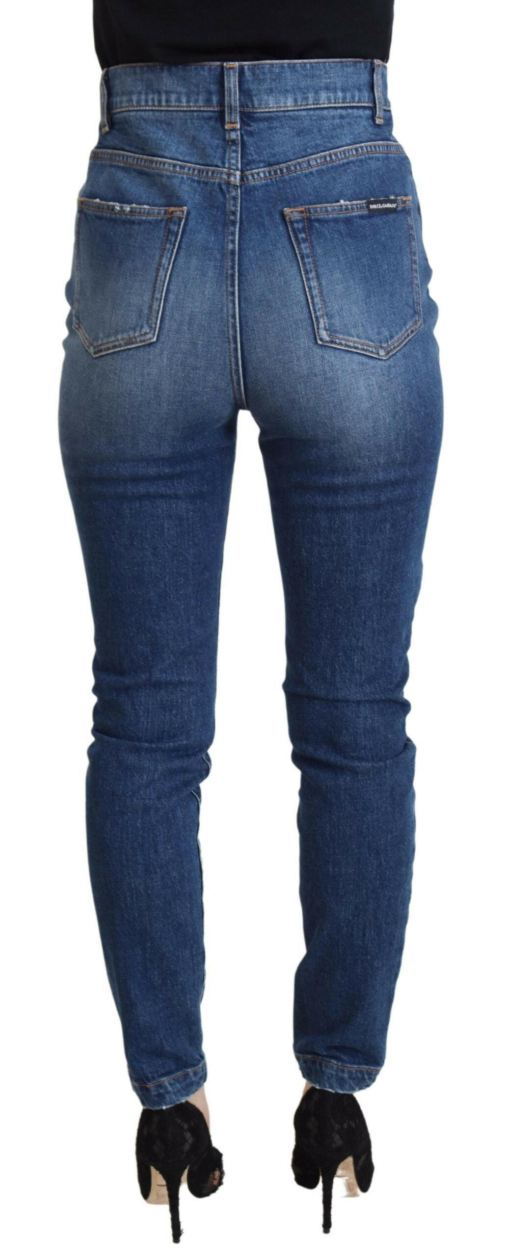 Dolce & Gabbana Blue Cotton High Waist Skinny Denim Jeans -   -  Dolce & Gabbana. Dolce & Gabbana Blue Cotton High Waist Skinny Denim Jeans -   -  Dolce & Gabbana.