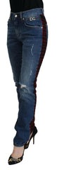 Dolce & Gabbana Blue Checkered Back Skinny Denim Jeans -   -  Dolce & Gabbana.