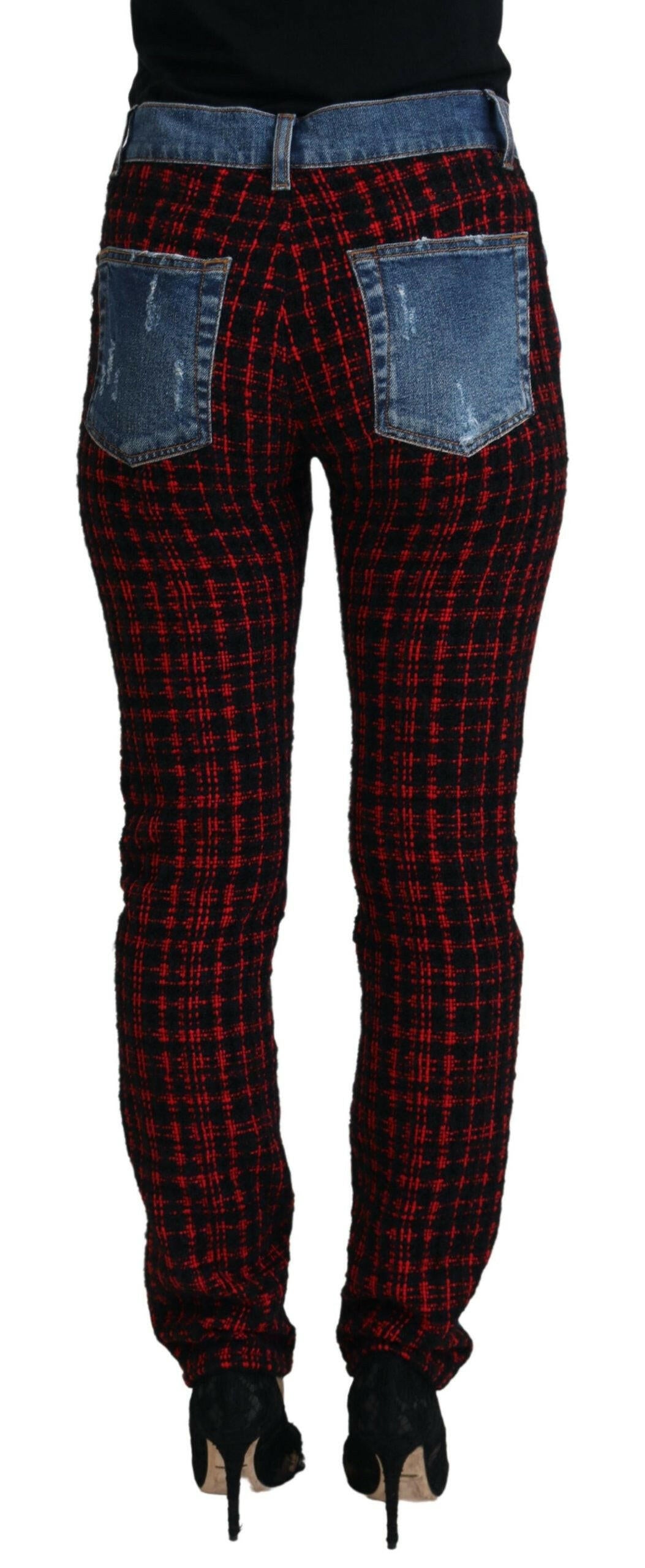 Dolce & Gabbana Blue Checkered Back Skinny Denim Jeans -   -  Dolce & Gabbana. Dolce & Gabbana Blue Checkered Back Skinny Denim Jeans -   -  Dolce & Gabbana.