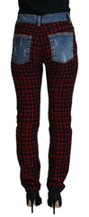 Dolce & Gabbana Blue Checkered Back Skinny Denim Jeans -   -  Dolce & Gabbana.