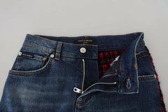 Dolce & Gabbana Blue Checkered Back Skinny Denim Jeans -   -  Dolce & Gabbana.
