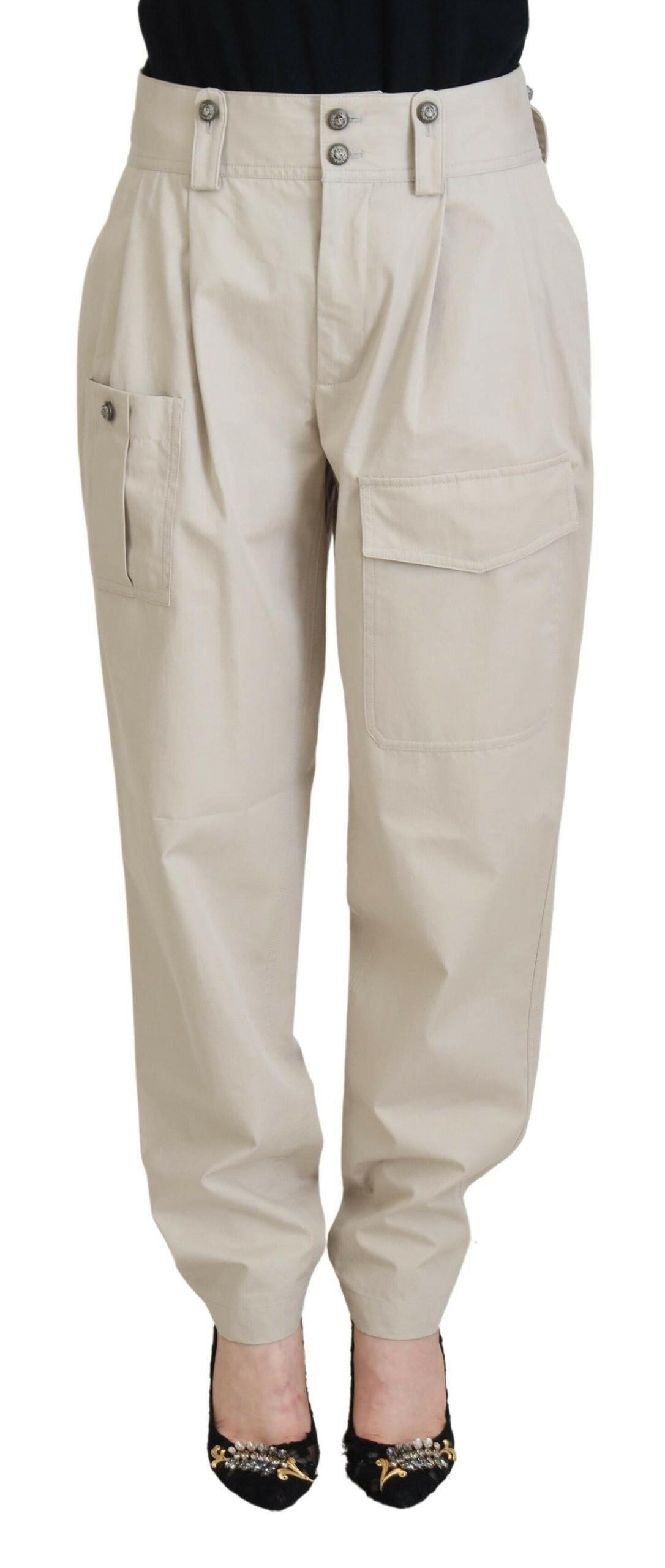 Dolce & Gabbana Beige Cotton Women Cargo Pants -   -  Dolce & Gabbana.