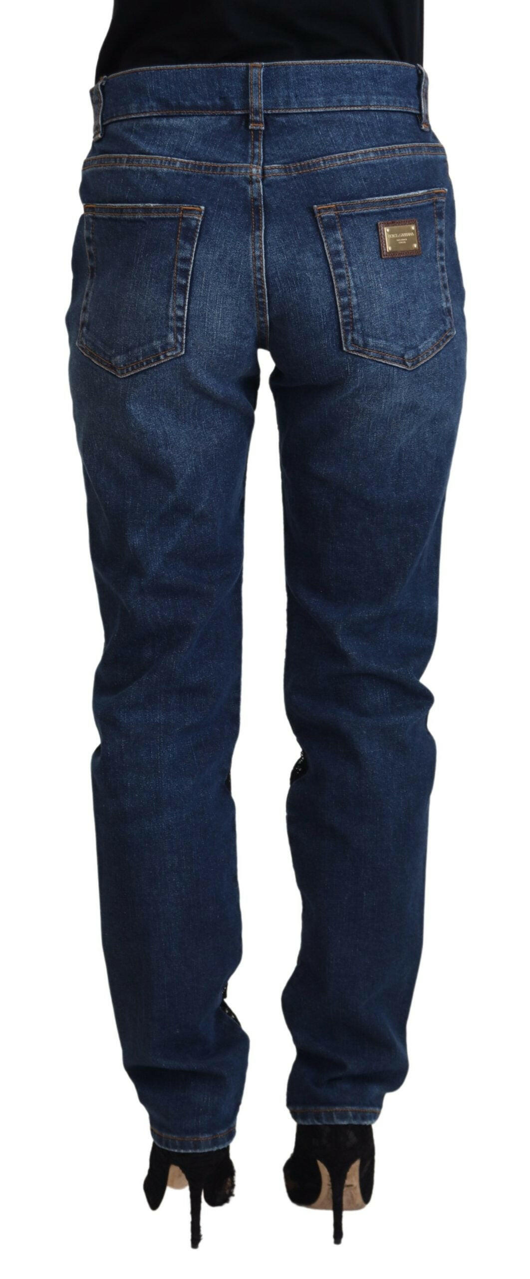 Dolce & Gabbana Black Floral Lace Front Skinny Denim Jeans -   -  Dolce & Gabbana. Dolce & Gabbana Black Floral Lace Front Skinny Denim Jeans -   -  Dolce & Gabbana.