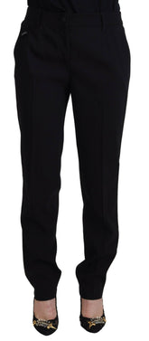 Dolce & Gabbana Black Tapered Women Wool Pants -   -  Dolce & Gabbana.