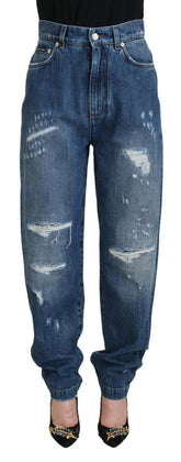 Dolce & Gabbana Blue Washed Cotton Tattered Denim Jeans -   -  Dolce & Gabbana.