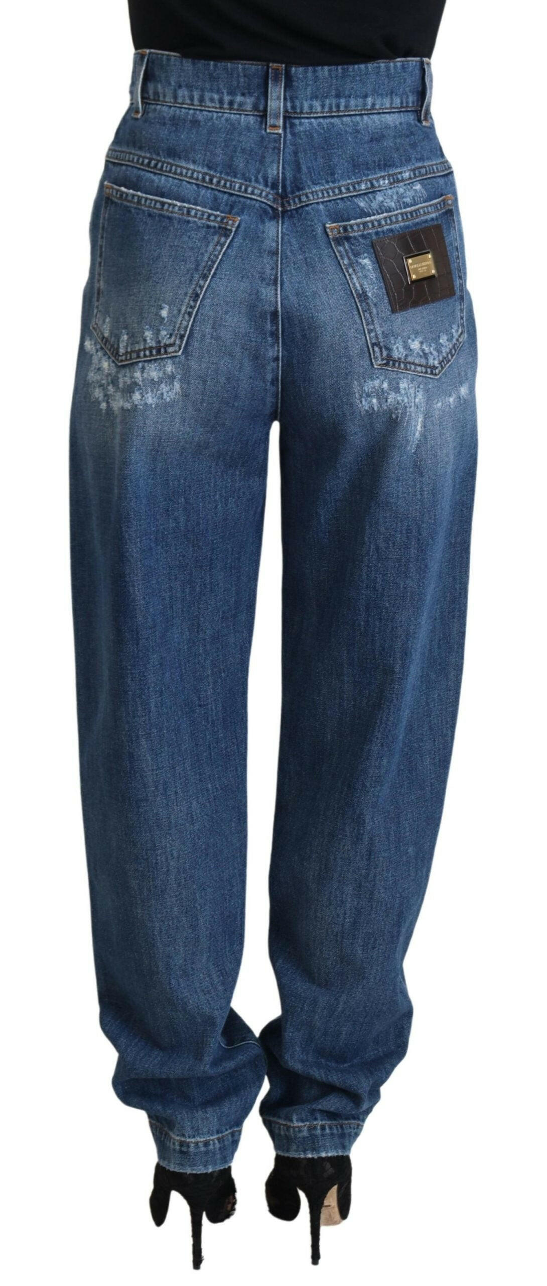 Dolce & Gabbana Blue Washed Cotton Tattered Denim Jeans -   -  Dolce & Gabbana. Dolce & Gabbana Blue Washed Cotton Tattered Denim Jeans -   -  Dolce & Gabbana.