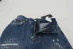 Dolce & Gabbana Blue Washed Cotton Tattered Denim Jeans -   -  Dolce & Gabbana.