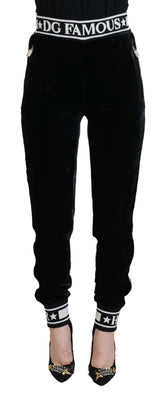 Dolce & Gabbana Black DG Logo Velvet Trouser Pants -   -  Dolce & Gabbana.