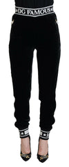 Dolce & Gabbana Black DG Logo Velvet Trouser Pants -   -  Dolce & Gabbana.
