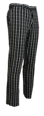 BENCIVENGA Black Checkered Cotton Casual Pants -   -  BENCIVENGA.