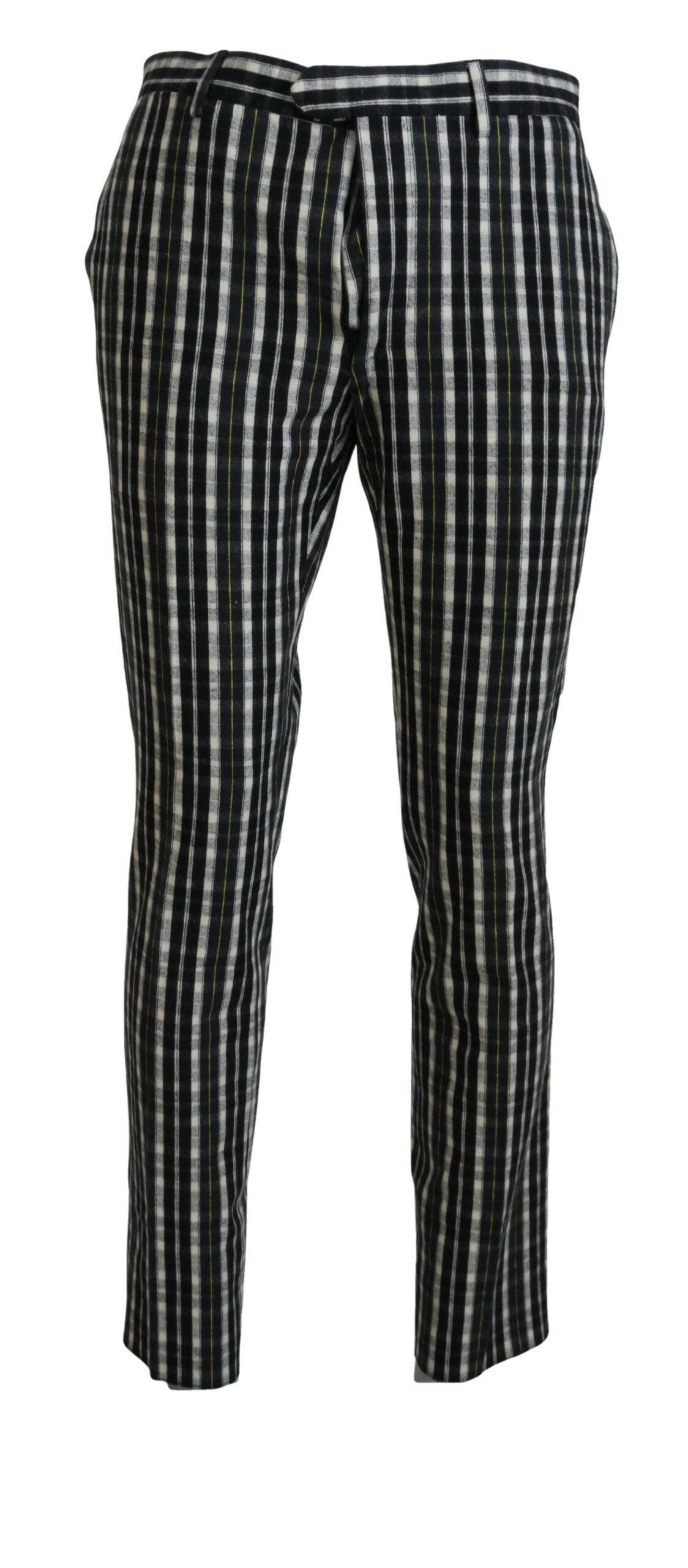 BENCIVENGA Black Checkered Cotton Casual Pants -   -  BENCIVENGA.