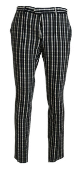 BENCIVENGA Black Checkered Cotton Casual Pants -   -  BENCIVENGA.