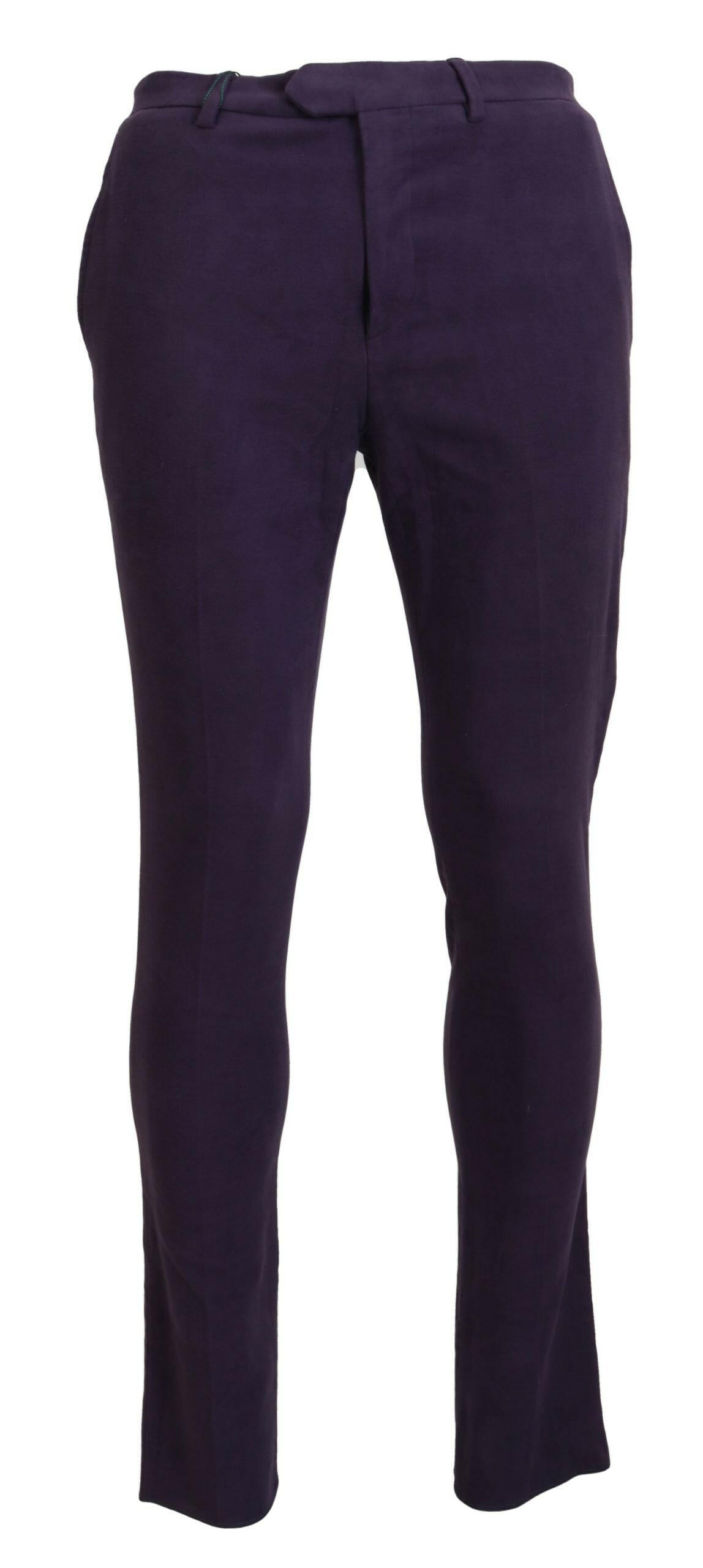 BENCIVENGA Purple Pure Cotton Tapered Mens Pants -   -  BENCIVENGA.