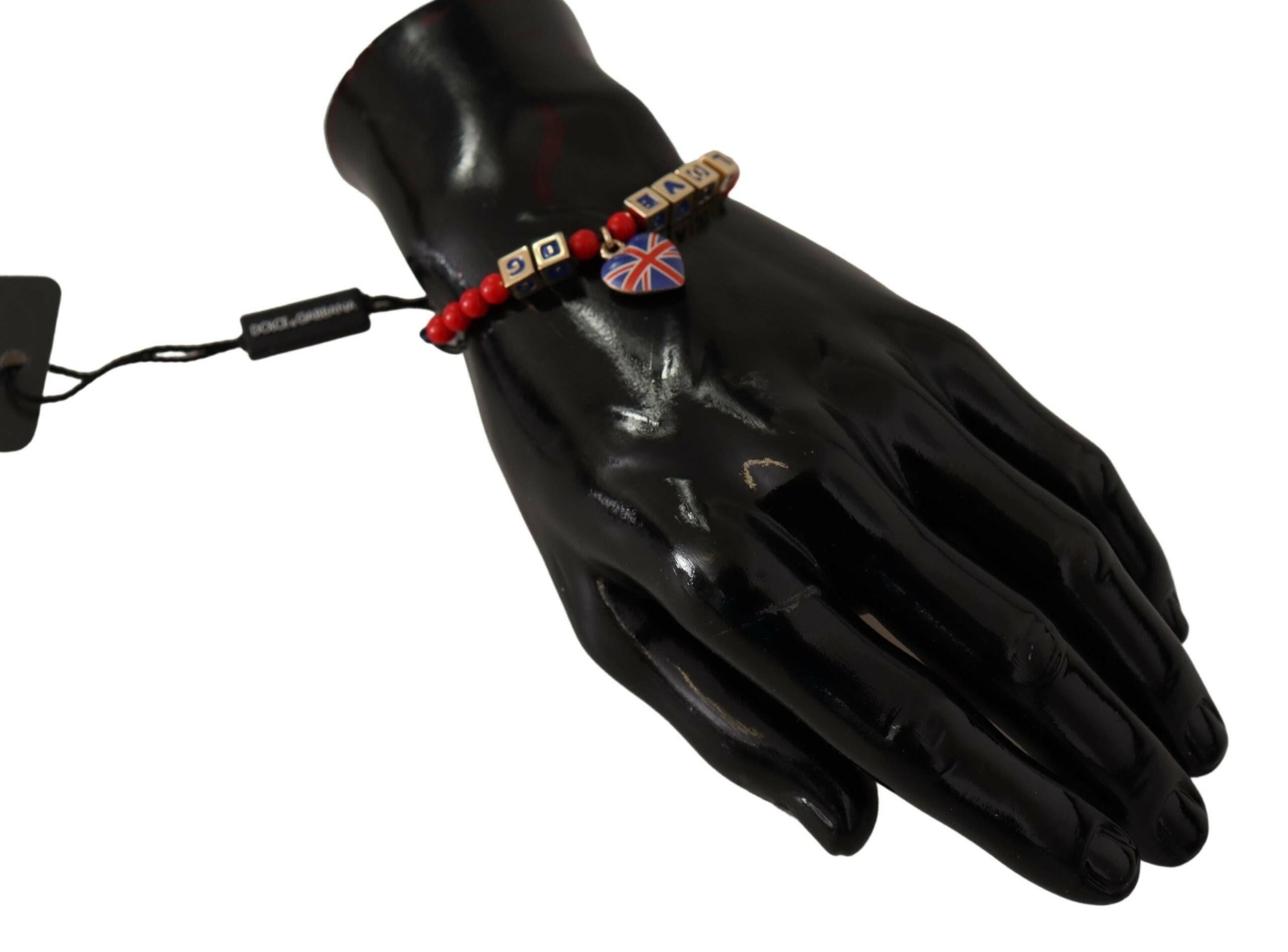 Dolce & Gabbana Red Blue Beaded DG LOVES LONDON Flag Branded Bracelet -   -  Dolce & Gabbana. Dolce & Gabbana Red Blue Beaded DG LOVES LONDON Flag Branded Bracelet -   -  Dolce & Gabbana.