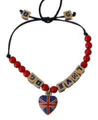 Dolce & Gabbana Red Blue Beaded DG LOVES LONDON Flag Branded Bracelet -   -  Dolce & Gabbana.