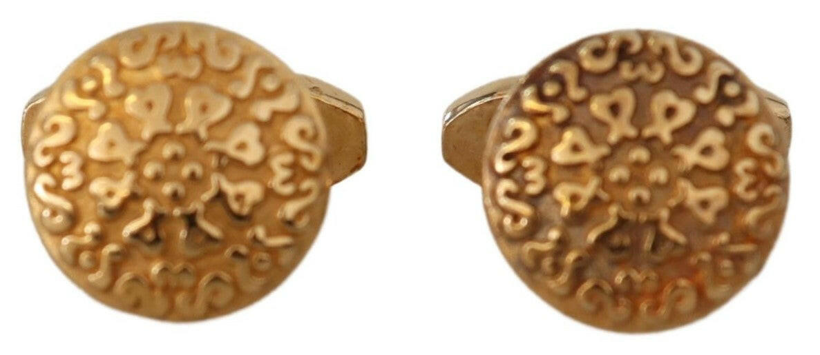 Dolce & Gabbana Gold Plated Brass Round Pin Men Cufflinks -   -  Dolce & Gabbana.
